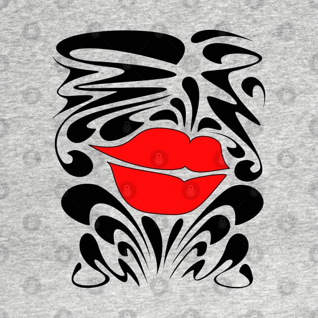 Red Decorative Funky lips by Elizza